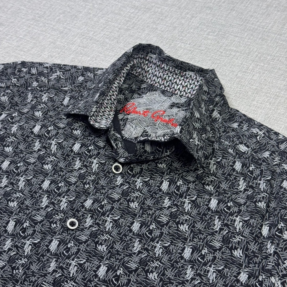 Robert‎ Graham Button Shirt Mens Small Black Graphic Short Sleeve India